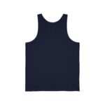 A navy blue tank top displayed flat against a white background, showcasing a simple and classic design.